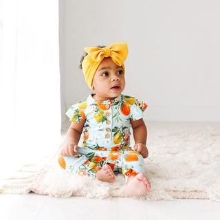 Posh Peanut Mirabella Ruffled Capsleeve Henley Romper, Posh Peanut, Posh Peanut, Posh Peanut Mirabella, Posh Peanut Mirabella Ruffled Capsleeve Henley Romper, Posh Peanut Romper, Posh Peanut 