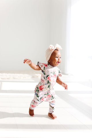 Posh Peanut Cassie Ruffled Capsleeve Basic Romper, Posh Peanut, Posh Custom Sale, Posh Peanut, Posh Peanut Cassie, Posh Peanut Cassie Ruffled Capsleeve Basic Romper, Posh Peanut Romper, Posh 