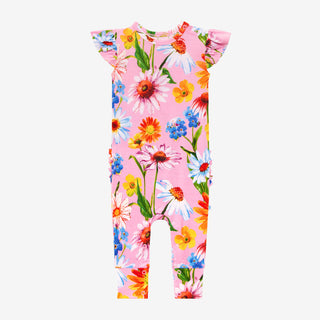 Posh Peanut Kaileigh Ruffled Capsleeve Basic Romper, Posh Peanut, Posh Custom Sale, Posh Peanut, Posh Peanut Kaighleigh, Posh Peanut Kaighleigh Ruffled Capsleeve Basic Romper, Posh Peanut Kai