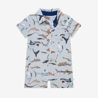 Posh Peanut Maverick S/S Collared Henley Romper, Posh Peanut, cf-size-3-6-months, cf-size-6-9-months, cf-size-9-12-months, cf-type-romper, cf-vendor-posh-peanut, Posh Custom Sale, Posh Peanut