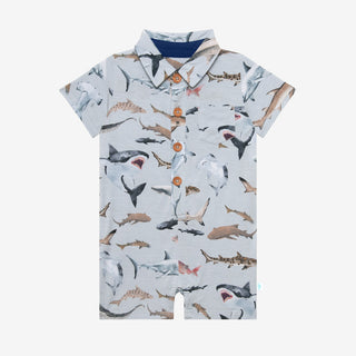 Posh Peanut Maverick S/S Collared Henley Romper, Posh Peanut, cf-size-3-6-months, cf-size-6-9-months, cf-size-9-12-months, cf-type-romper, cf-vendor-posh-peanut, Posh Custom Sale, Posh Peanut