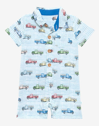 Posh Peanut Redford S/S Collared Henley Romper, Posh Peanut, Posh Peanut, Posh Peanut Collared Henley Romper, Posh Peanut Redford, Posh Peanut Redford S/S Collared Henley Romper, Posh Peanut 