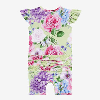 Posh Peanut Georgina Ruffled Capsleeve Short Length Romper, Posh Peanut, Posh Custom Sale, Posh Peanut, Posh Peanut Georgina, Posh Peanut Georgina Ruffled Capsleeve Short Length Romper, Posh 