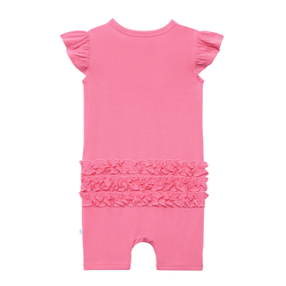 Posh Peanut Pink Lemonade Ruffled Capsleeve Short Length Romper, Posh Peanut, Posh Custom Sale, Posh Peanut, Posh Peanut Pink Lemonade, Posh Peanut Romper, Posh Peanut Ruffled Capsleeve Short