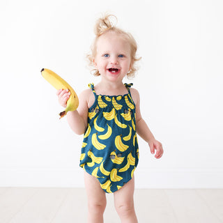 Posh Peanut Bananas Spaghetti Strap Bubble Romper, Posh Peanut, Posh Custom Sale, Posh Peanut, Posh Peanut Bananas, Posh Peanut Bananas Spaghetti Strap Bubble Romper, Posh Peanut Spaghetti St