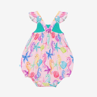 Posh Peanut Coral Basic Ruffled Capsleeve Bubble Romper, Posh Peanut, Posh Custom Sale, Posh Peanut, Posh Peanut Basic Ruffled Capsleeve Bubble Romper, Posh Peanut Coral, Posh Peanut Coral Ba