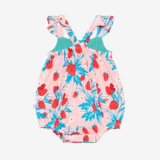 Posh Peanut Strawberry Ruffled Capsleeve Bubble Romper, Posh Peanut, Posh Peanut, Posh Peanut Ruffled Caplseeve Bubble Romper, Posh Peanut Strawberry, Posh Peanut Strawberry Ruffled Caplseeve