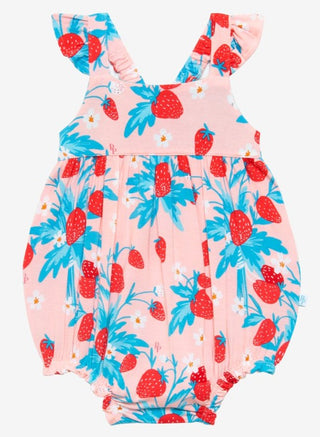 Posh Peanut Strawberry Ruffled Capsleeve Bubble Romper, Posh Peanut, Posh Peanut, Posh Peanut Ruffled Caplseeve Bubble Romper, Posh Peanut Strawberry, Posh Peanut Strawberry Ruffled Caplseeve
