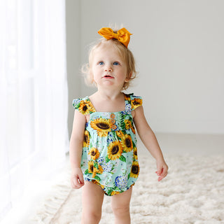Posh Peanut Sunny Henley Ruffled Capsleeve Bubble Romper, Posh Peanut, Posh Custom Sale, Posh Peanut, Posh Peanut Henley Ruffled Caplseeve Bubble Romper, Posh Peanut Ruffled Caplseeve Bubble 