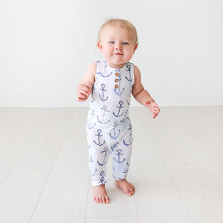 Posh Peanut Anchors Away Henley Racerback Romper, Posh Peanut, Posh Peanut, Posh Peanut Anchors Away, Posh Peanut Anchors Away Henley Racerback Romper, Posh Peanut Racerback Romper, POSH40, P