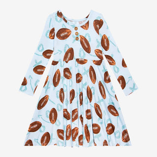 Posh Peanut Field Day L/S Henley Twirl Dress, Posh Peanut, Football, Posh Peanut, Posh Peanut Dress, Posh Peanut Fall 2021, Posh Peanut Field Day, Posh Peanut Field Day L/S Henley Twirl Dress
