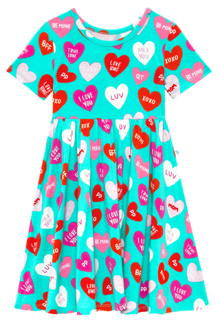 Posh Peanut Valerie S/S Basic Twirl Dress, Posh Peanut, Conversation Heart, Conversation Hearts, Posh Peanut, Posh Peanut Basic Twirl Dress, Posh Peanut S/S Basic Twirl Dress, Posh Peanut Twi