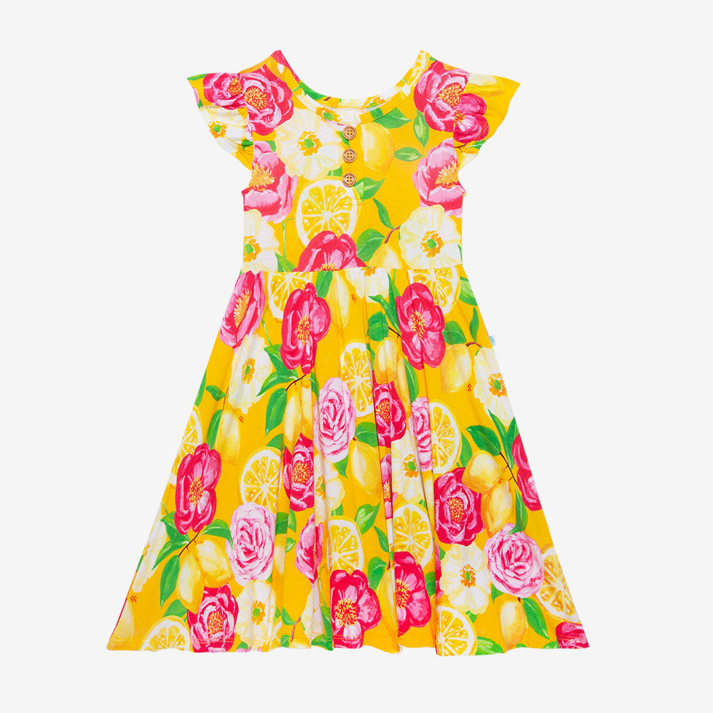Posh Peanut Annika Ruffled Capsleeve Henley Twirl Dress Posh Peanut Annika Ruffled Capsleeve Henley Twirl Dress