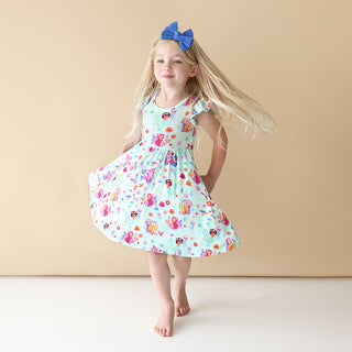 Posh Peanut Kai Ruffled Capsleeve Basic Twirl Dress, Posh Peanut, Mermaid, Mermaids, Posh Custom Sale, Posh Peanut, Posh Peanut Kai, Posh Peanut Kai Ruffled Capsleeve Basic Twirl Dress, Posh 