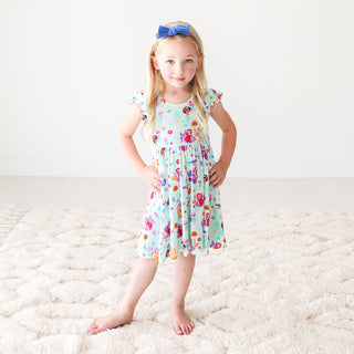 Posh Peanut Kai Ruffled Capsleeve Basic Twirl Dress, Posh Peanut, Mermaid, Mermaids, Posh Custom Sale, Posh Peanut, Posh Peanut Kai, Posh Peanut Kai Ruffled Capsleeve Basic Twirl Dress, Posh 