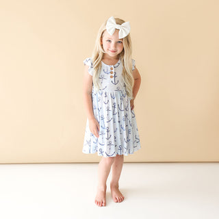Posh Peanut Anchors Away Ruffled Capsleeve Henley Twirl Dress, Posh Peanut, Posh Peanut, Posh Peanut Anchors Away, Posh Peanut Anchors Away Ruffled Capsleeve Henley Twirl Dress, Posh Peanut R