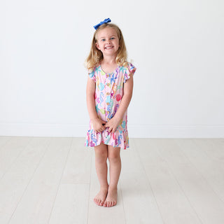 Posh Peanut Coral Henley Ruffled Capsleeve Hi Low Dress, Posh Peanut, Posh Custom Sale, Posh Peanut, Posh Peanut Coral, Posh Peanut Coral Henley Ruffled Capsleeve Hi Low Dress, Posh Peanut He