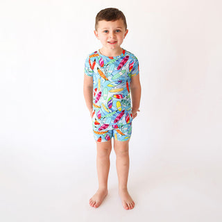 Posh Peanut Wave Basic Short Sleeve & Short Length Pajama, Posh Peanut, Pajama, Pajamas, Posh Peanut, Posh Peanut Basic Loungewear with Shorts, Posh Peanut Loungewear, Posh Peanut Pajama, Pos
