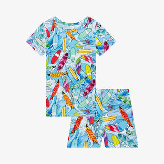 Posh Peanut Wave Basic Short Sleeve & Short Length Pajama, Posh Peanut, Pajama, Pajamas, Posh Peanut, Posh Peanut Basic Loungewear with Shorts, Posh Peanut Loungewear, Posh Peanut Pajama, Pos