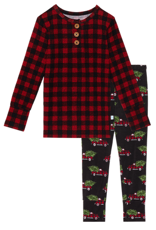 Posh Peanut Levi L/S Henley Loungewear, Posh Peanut, All Things Holiday, Holiday Pajama, Holiday Pajamas, Pajama, Pajamas, Posh Peanut, Posh Peanut Christmas, Posh Peanut family Pajamas, Posh