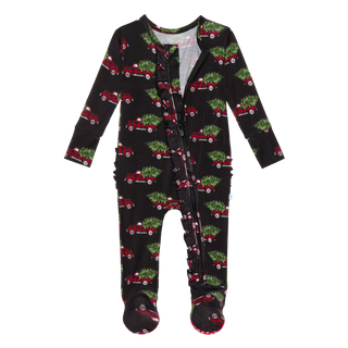 Posh Peanut Levi Ruffled Zippered Footie, Posh Peanut, All Things Holiday, Holiday Pajama, Holiday Pajamas, Posh Peanut, Posh Peanut Christmas, Posh Peanut Christmas Footie, Posh Peanut famil