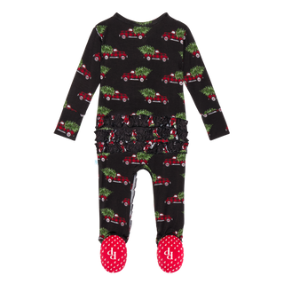 Posh Peanut Levi Ruffled Zippered Footie, Posh Peanut, All Things Holiday, Holiday Pajama, Holiday Pajamas, Posh Peanut, Posh Peanut Christmas, Posh Peanut Christmas Footie, Posh Peanut famil