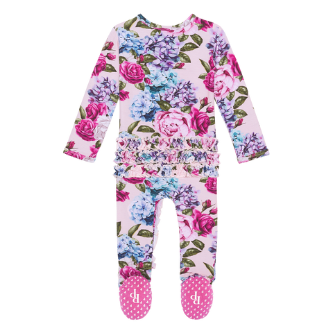 Posh Peanut Monroe Ruffled Zippered Footie Basically Bows Bowties
