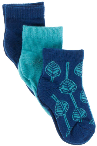 KicKee Pants Low Sock Set - Navy/Neptune/Navy Leaf Lattice, KicKee Pants, Botany, CM22, Els PW 5060, KicKee, KicKee Botany, KicKee Pants, KicKee Pants Botany, KicKee Pants Low Sock Set Navy N