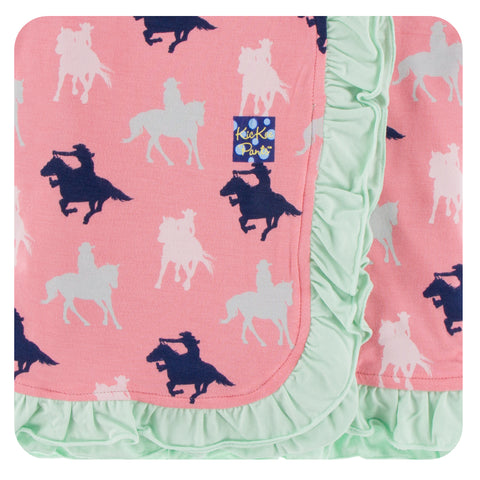 KicKee Pants Strawberry Cowgirl Ruffle Stroller Blanket, KicKee Pants, CM22, Cowgirl, KicKee, KicKee Blanket, KicKee Cowgirl, KicKee Pants, KicKee Pants Sea to Shining Sea, KicKee Pants Strol