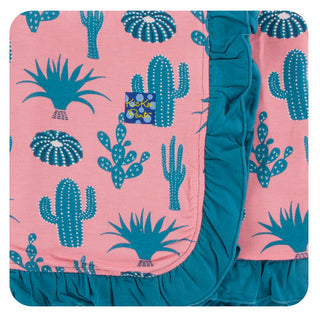 KicKee Pants Strawberry Cactus Ruffle Stroller Blanket, KicKee Pants, CM22, KicKee, KicKee Cactus, KicKee Cancun, KicKee Pants, KicKee Pants Blanket, KicKee Pants Cactus, KicKee Pants Cancun,