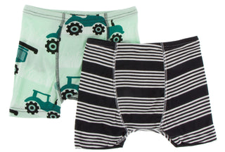 KicKee Pants Pistachio Tractor & Zebra Agriculture Stripe Boxer Brief Set, KicKee Pants, Boxer Briefs, Boys Boxer Brief Set, Boys Boxer Briefs Set, Boys Boxers, CM22, Els PW 8598, KicKee, Kic