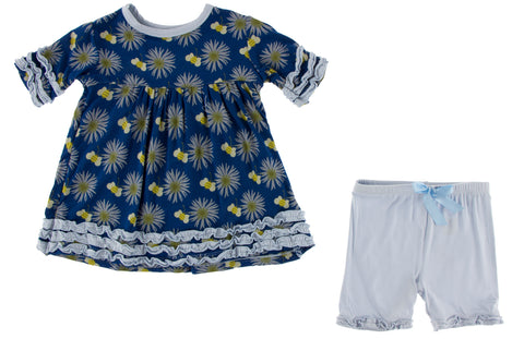 KicKee Pants Navy Cornflower and Bee S/S Babydoll Outfit Set, KicKee Pants, Botany, CM22, Els PW 5060, KicKee, KicKee Botany, KicKee Pants, KicKee Pants Babydoll Outfit, KicKee Pants Botany, 