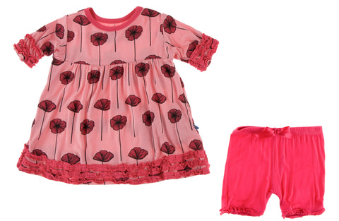 KicKee Pants Strawberry Poppies S/S Babydoll Outfit Set, KicKee Pants, Botany, CM22, KicKee, KicKee Botany, KicKee Pants, KicKee Pants Babydoll Outfit, KicKee Pants Botany, KicKee Pants Straw