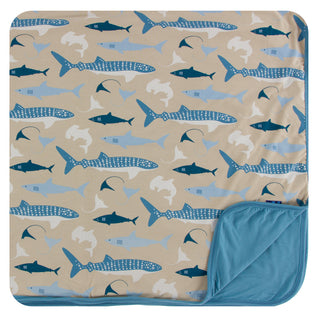 KicKee Pants Burlap Sharks Toddler Blanket, KicKee Pants, CM22, KicKee, KicKee Oceanography, KicKee Pants, KicKee Pants Burlap Sharks, KicKee Pants Burlap Sharks Toddler Blanket, KicKee Pants