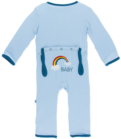 KicKee Pants Pond Rainbow Baby Applique Coverall with Snaps, KicKee Pants, Applique Coverall, CM22, Coverall, Coverall with Snaps, Cyber Monday, Els PW 8258, End of Year, End of Year Sale, Ki