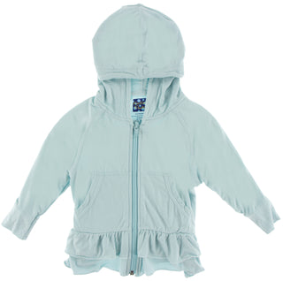 KicKee Pants Solid Spring Sky Double Ruffle Zip-Front Hoodie, KicKee Pants, CM22, Double Ruffle Zip Front Hoodie, KicKee, KicKee Pants, KicKee Pants Hoodie, KicKee Pants Solid Spring Sky, Kic