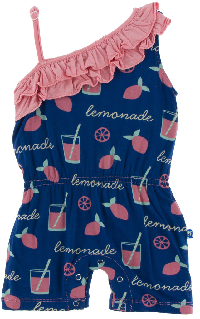 KicKee Pants Pink Lemonade Diagonal Ruffle Romper Basically Bows