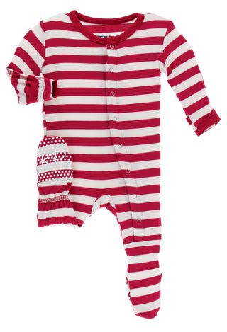 KicKee Pants Candy Cane Stripe 2019 Footie with Snaps, KicKee Pants, All Things Holiday, Candy Cane Stripe, Christmas, Christmas in July, Christmas Pajamas, CM22, Els PW 5060, Els PW 8258, En