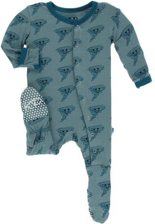 KicKee Pants Dusty Sky Happy Tornado Footie with Zipper, KicKee Pants, Black Friday, CM22, Cyber Monday, Els PW 8258, End of Year, End of Year Sale, Footie with Zipper, Happy Tornado, KicKee,