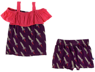 KicKee Pants Wine Grapes Rockets Off-Shoulder Outfit Set, KicKee Pants, CM22, KicKee, KicKEe Girl Outfit, KicKee Pants, KicKee Pants Astronomy, KicKee Pants Wine Grapes Rockets, KicKee Pants 