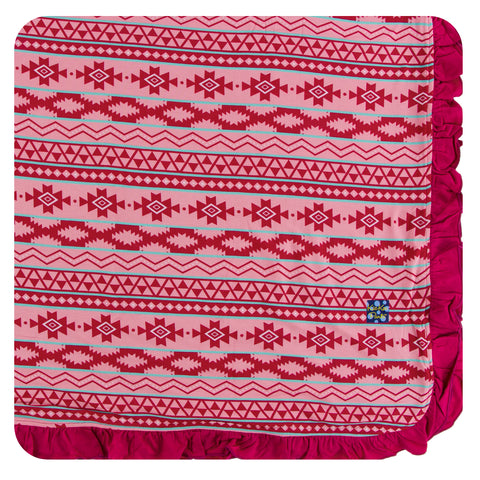KicKee Pants Strawberry Mayan Pattern Ruffle Toddler Blanket, KicKee Pants, CM22, KicKee, KicKee Cancun, KicKee Pants, KicKee Pants Cancun, KicKee Pants Ruffle Toddler Blanket, KicKee Pants S