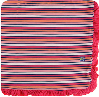 KicKee Pants Botany Red Ginger Stripe Ruffle Toddler Blanket, KicKee Pants, Botany, CM22, KicKee, KicKee Botany, KicKee Pants Botany, KicKee Pants Botany Red Ginger Stripe, KicKee Pants Botan