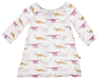 KicKee Pants Natural Sauropods L/S Peasant Dress, KicKee Pants, Black Friday, CM22, Cyber Monday, Dress, Els PW 5060, Els PW 8258, End of Year, End of Year Sale, KicKee, KicKee Long Sleeve Pe