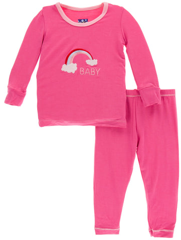 KicKee Pants Flamingo Rainbow Baby Applique Long Sleeve Pajama Set, KicKee Pants, cf-size-12-18-months, cf-size-6-12-months, cf-type-coverall, cf-vendor-kickee-pants, CM22, Cyber Monday, Els 