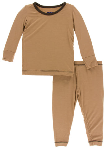 KicKee Pants Solid Tannin with Bark L/S Pajama Set with Pants, KicKee Pants, 2pc Pj Set, CM22, Cyber Monday, Els PW 5060, Els PW 8258, End of Year, End of Year Sale, KicKee Paleontology, KicK