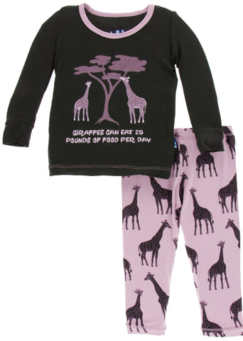 KicKee Pants Sweet Pea Giraffe Long Sleeve Pajama Set, KicKee Pants, CM22, Giraffe, Kenya, KicKee, KicKee Pants, KicKee Pants Kenya, KicKee Pants Kenya Collection, KicKee Pants Pajama Set, Ki