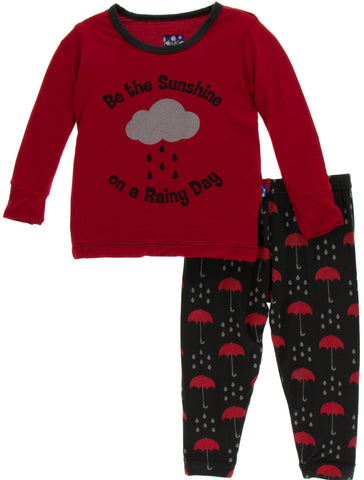 KicKee Pants Umbrellas and Rain Clouds Long Sleeve Pajama Set, KicKee Pants, Black Friday, CM22, Cyber Monday, Els PW 5060, Els PW 8258, End of Year, End of Year Sale, KicKee, KicKee London, 