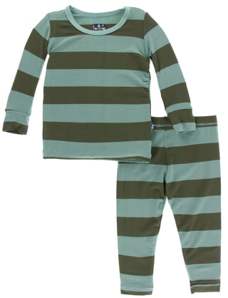 KicKee Pants Paleontology Fauna Stripe L/S Pajama Set with Pants, KicKee Pants, 2pc Pj Set, Black Friday, CM22, Cyber Monday, Els PW 8258, End of Year, End of Year Sale, KicKee Paleontology, 