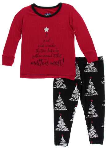 KicKee Pants Midnight Foil Tree It is Not What is Under the Tree L/S Pajama Set, KicKee Pants, All Things Holiday, Christmas, Christmas Pajamas, CM22, Els PW 8258, End of Year, End of Year Sa