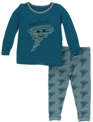KicKee Pants Heritage Blue Happy Tornado L/S Pajama Set, KicKee Pants, Black Friday, CM22, Cyber Monday, Els PW 8258, End of Year, End of Year Sale, Happy Tornado, KicKee, KicKee LS Pajama Se